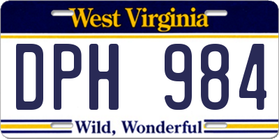 WV license plate DPH984