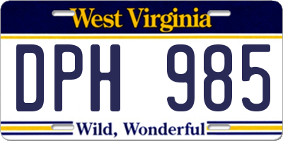 WV license plate DPH985