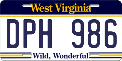 WV license plate DPH986