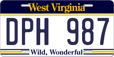 WV license plate DPH987