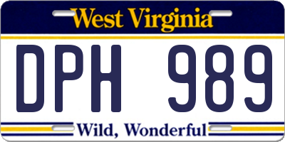WV license plate DPH989