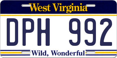 WV license plate DPH992