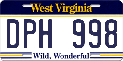 WV license plate DPH998