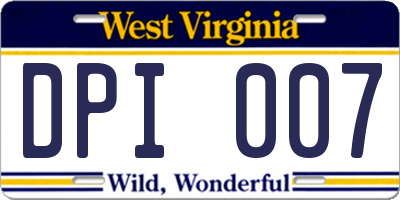 WV license plate DPI007