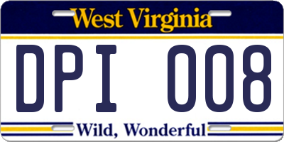 WV license plate DPI008