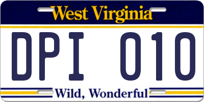 WV license plate DPI010