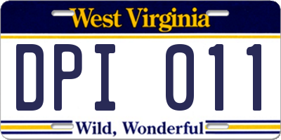 WV license plate DPI011