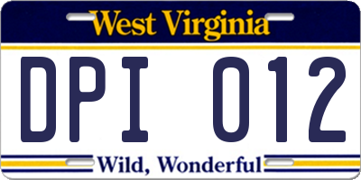 WV license plate DPI012