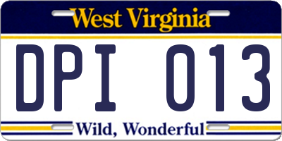 WV license plate DPI013