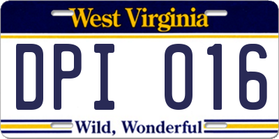 WV license plate DPI016