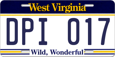 WV license plate DPI017
