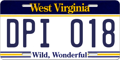 WV license plate DPI018