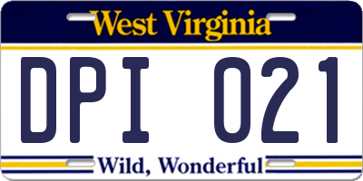 WV license plate DPI021