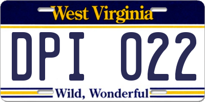 WV license plate DPI022