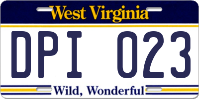 WV license plate DPI023