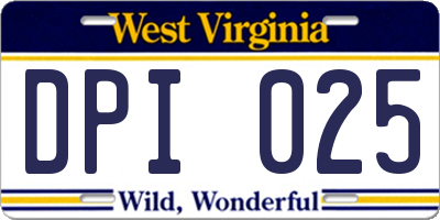 WV license plate DPI025