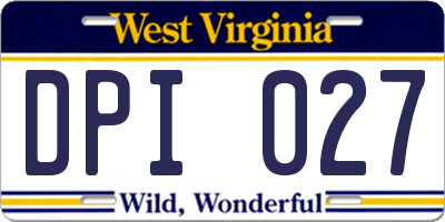 WV license plate DPI027