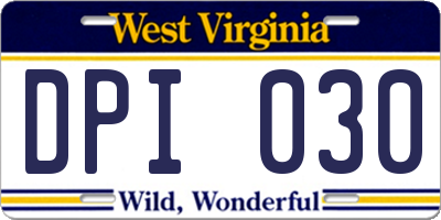 WV license plate DPI030
