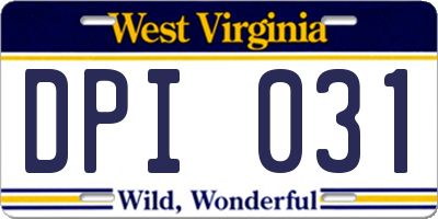 WV license plate DPI031