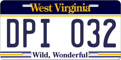 WV license plate DPI032