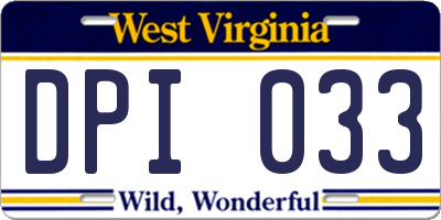 WV license plate DPI033