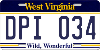 WV license plate DPI034