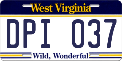 WV license plate DPI037