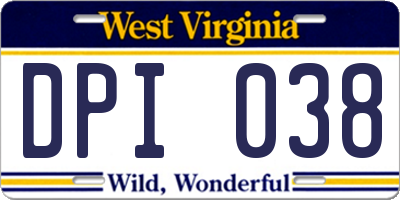 WV license plate DPI038