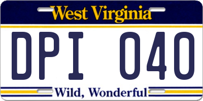 WV license plate DPI040