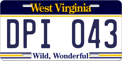 WV license plate DPI043