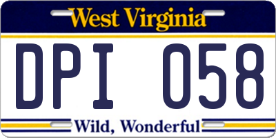 WV license plate DPI058
