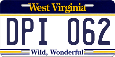 WV license plate DPI062