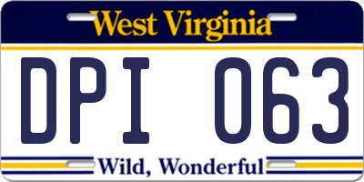 WV license plate DPI063