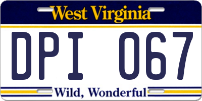 WV license plate DPI067