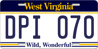 WV license plate DPI070