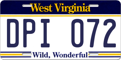 WV license plate DPI072