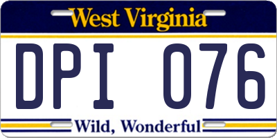 WV license plate DPI076