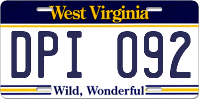 WV license plate DPI092