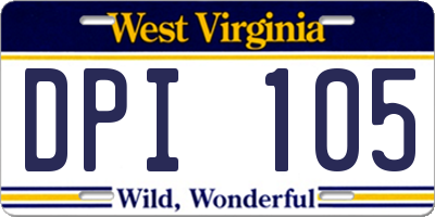 WV license plate DPI105