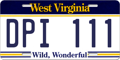 WV license plate DPI111