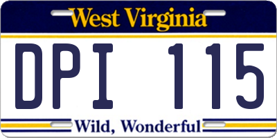 WV license plate DPI115