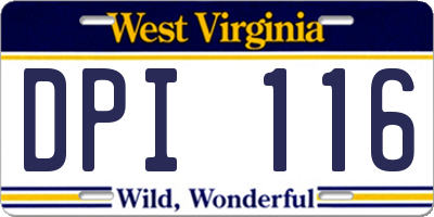 WV license plate DPI116