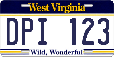 WV license plate DPI123