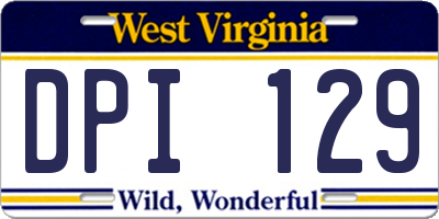 WV license plate DPI129