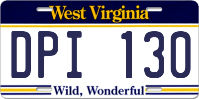 WV license plate DPI130