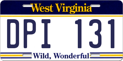 WV license plate DPI131
