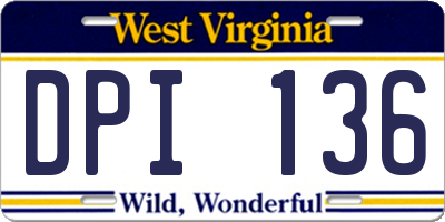 WV license plate DPI136