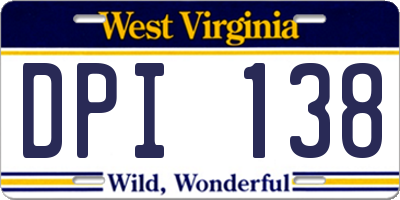 WV license plate DPI138