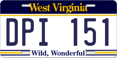 WV license plate DPI151