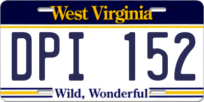 WV license plate DPI152